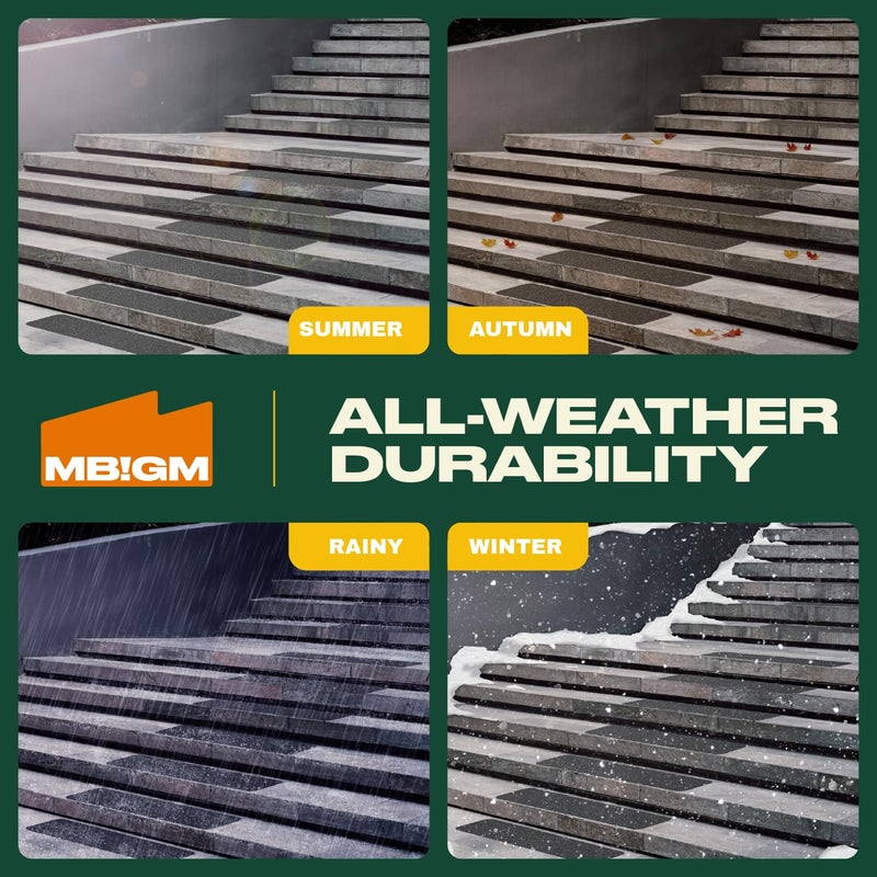 MBIGM 8-Pack 24" X 6" Pre-Cut Stair Treads 80 Grit Non-Slip Outdoor Tape Black Heavy Duty Anti Slip Traction Adhesive Strips - Image 3